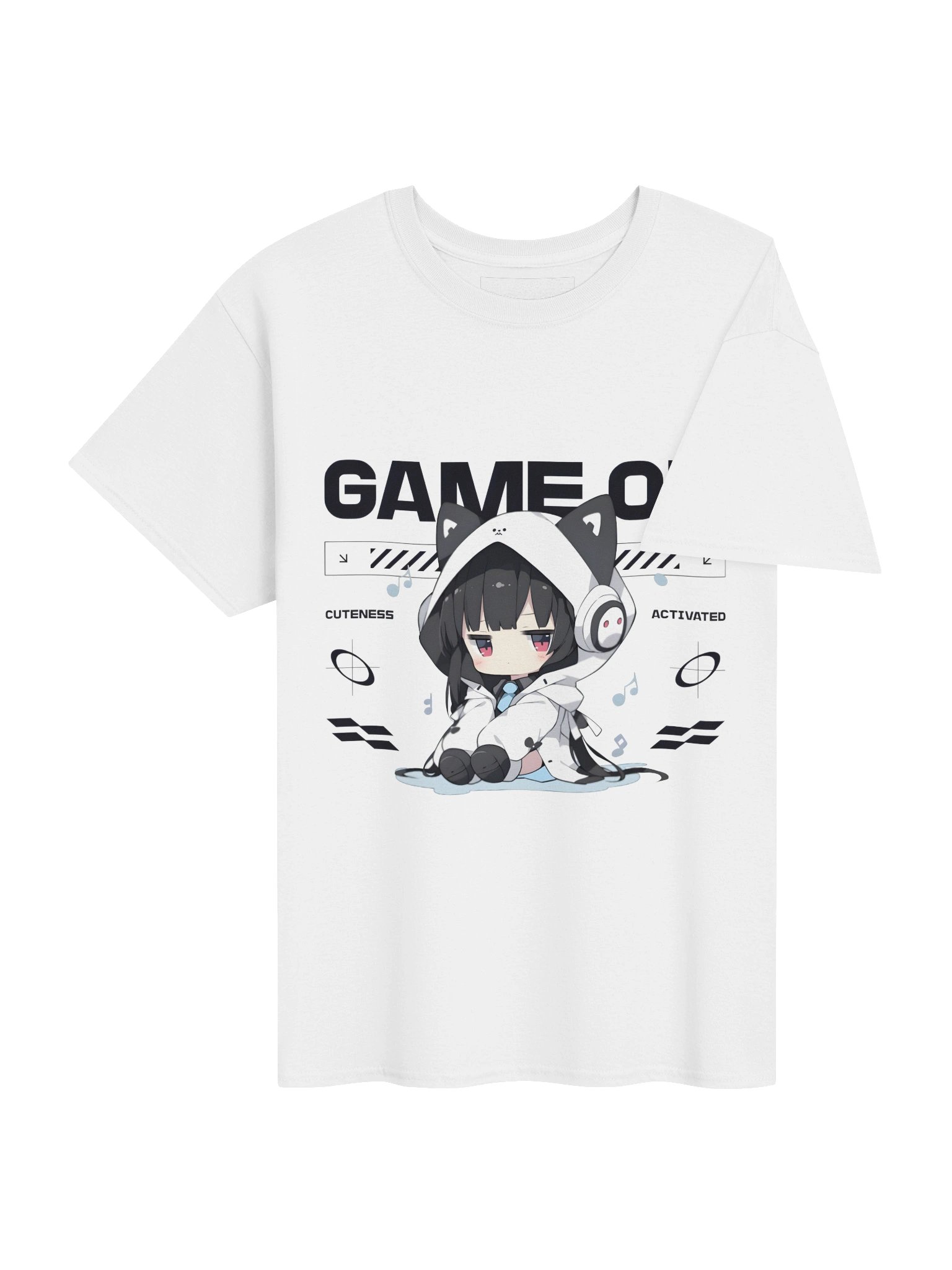 "Game On – Cuteness Activated" T-Shirt – White Oversized ANIME Graphic Tee product image (4)