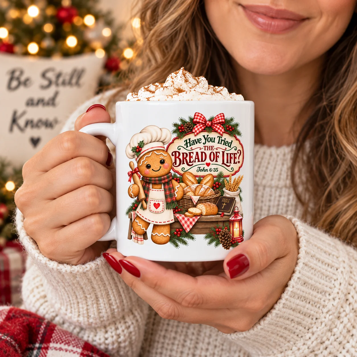 Bread of Life Christmas Mug | Cute Gingerbread Christian Coffee Mug | John 6:35 Faith Gift product image (2)