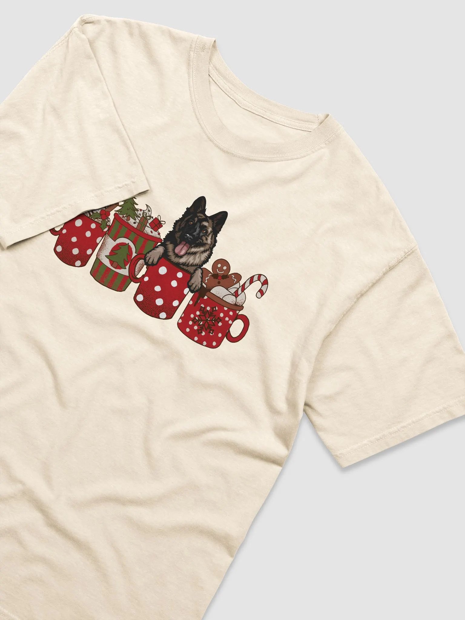 Cute German Shepherd(2) in a Christmas Cup T-Shirt | Funny Christmas Pup in a Cup product image (16)