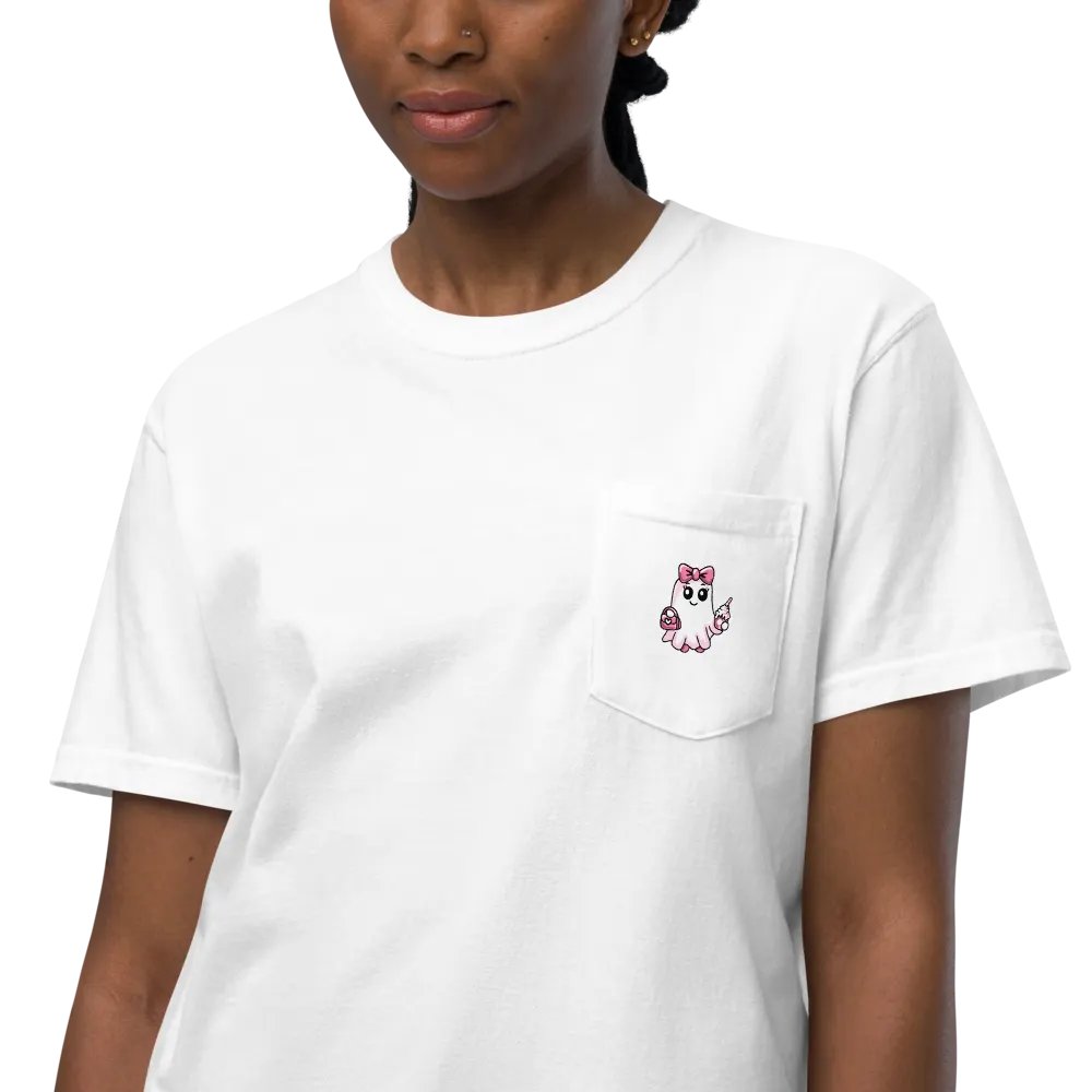 Cute Ghost Cotton Pocket T-Shirt product image (3)