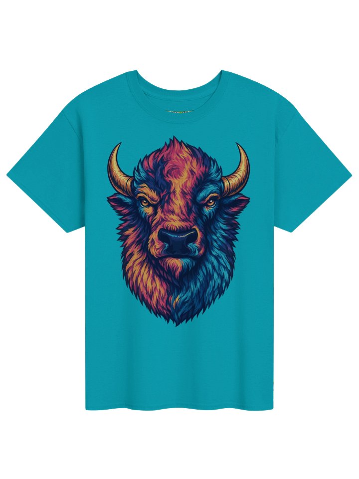 Vibrant Buffalo Pride Bison T-Shirt | Bold Color Buffalo NY Streetwear | 716 Graphic Tee product image (1)