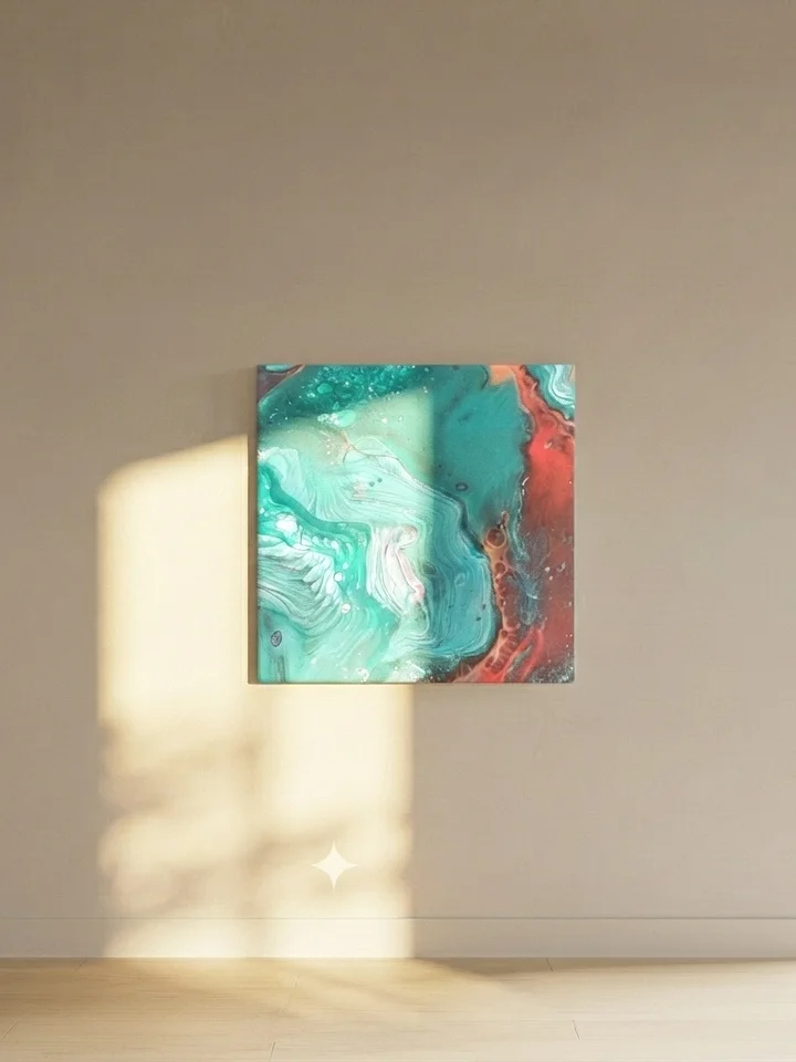 "Blue Lagoon" Abstract Art Pour Canvas Print product image (1)