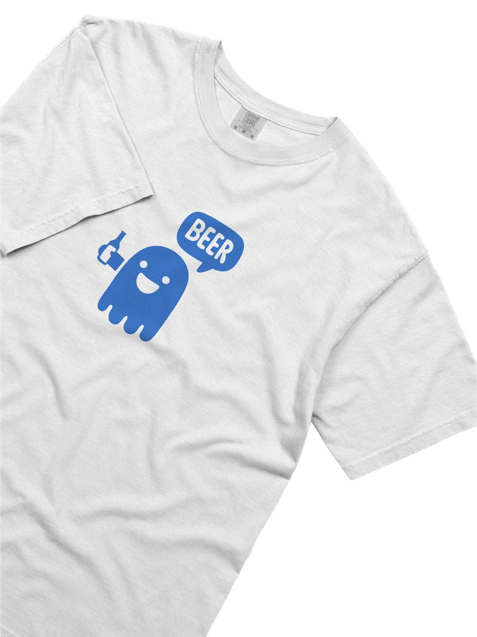 Funny Blue Ghost Beer Graphic T-Shirt – Bold Front Print Tee with Drinking Ghost Design product image (2)