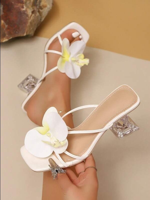 Strappy Open Toe Sculptural Heel Sandals | ADLEST product image (4)