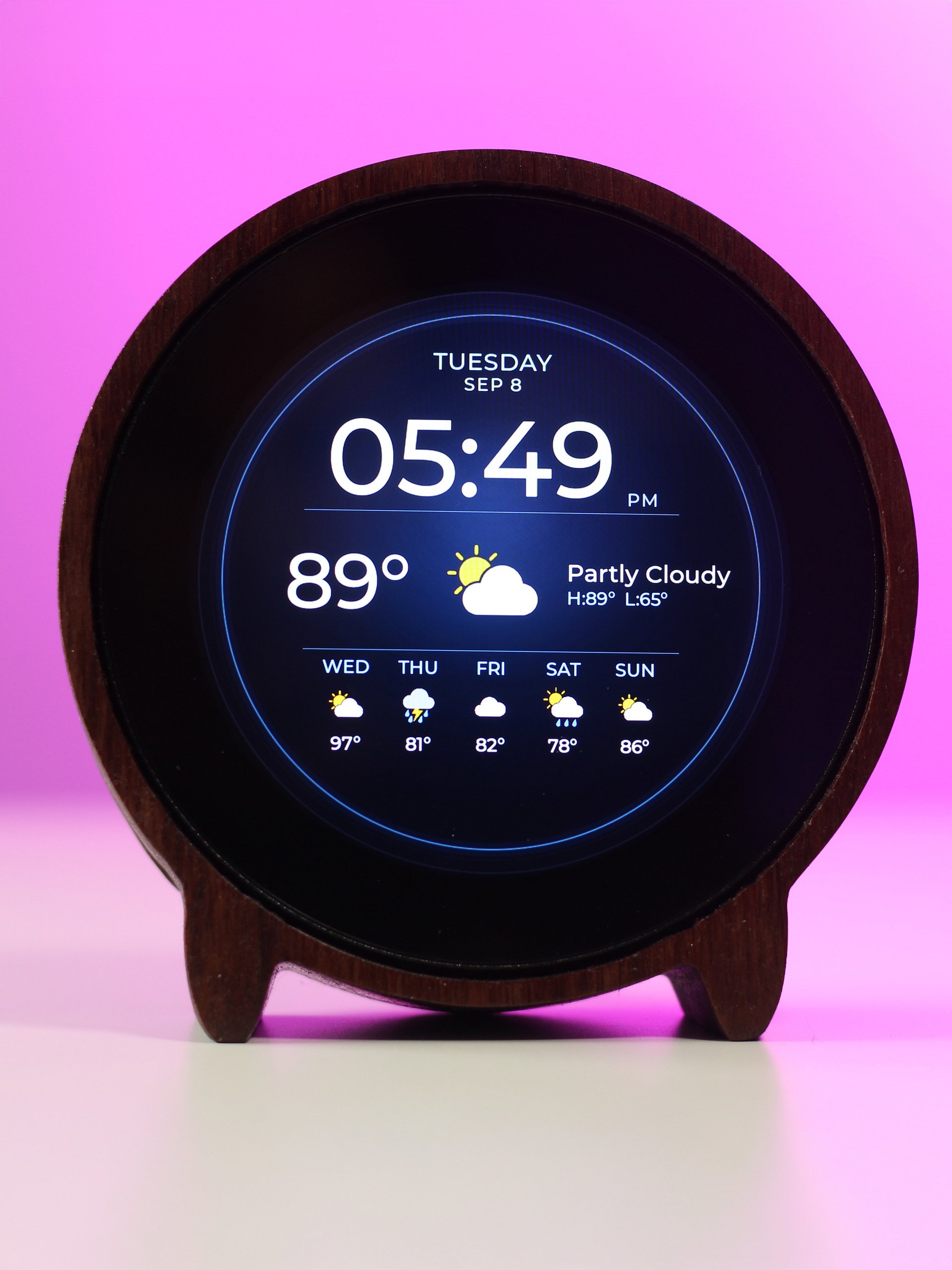 Round Weather Clock — Classic Wood product image (7)