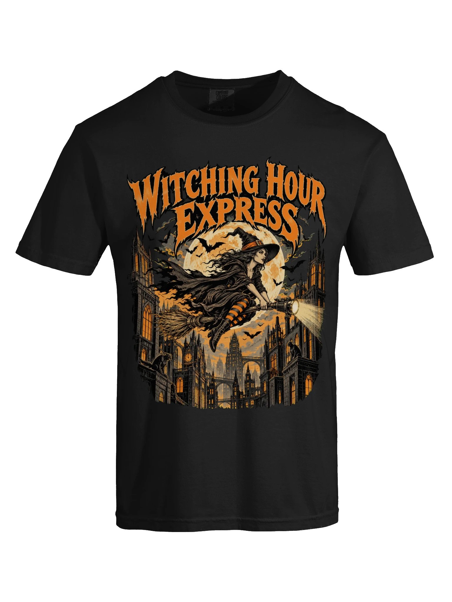 Witching Hour Express — Halloween Flying Witch T-Shirt product image (9)