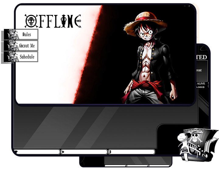 Luffy Black White Stream OVERLAY Pack, One Piece Overlay, Dark Anime twitch overlay, Anime black white Overlay, Black white stream overlay product image (1)