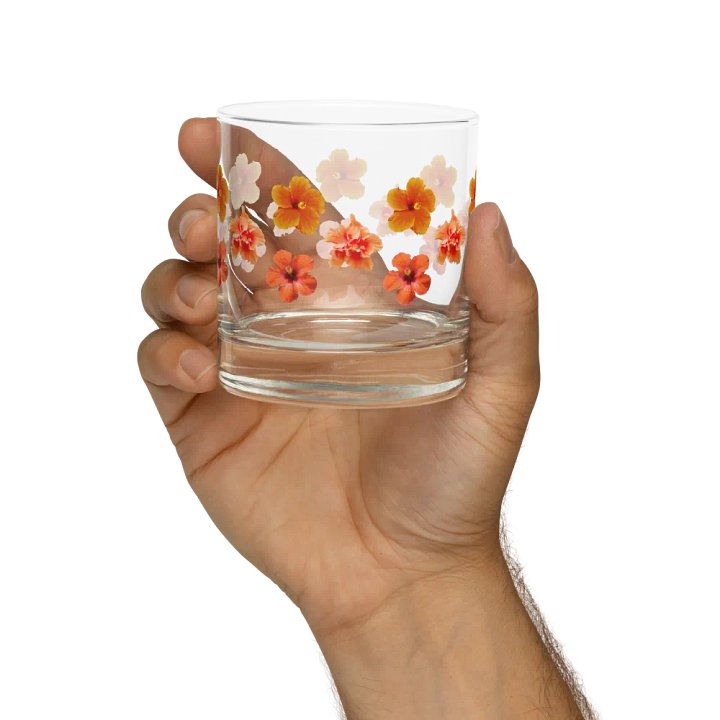 Orange Hibiscus Rocks Glass product image (2)