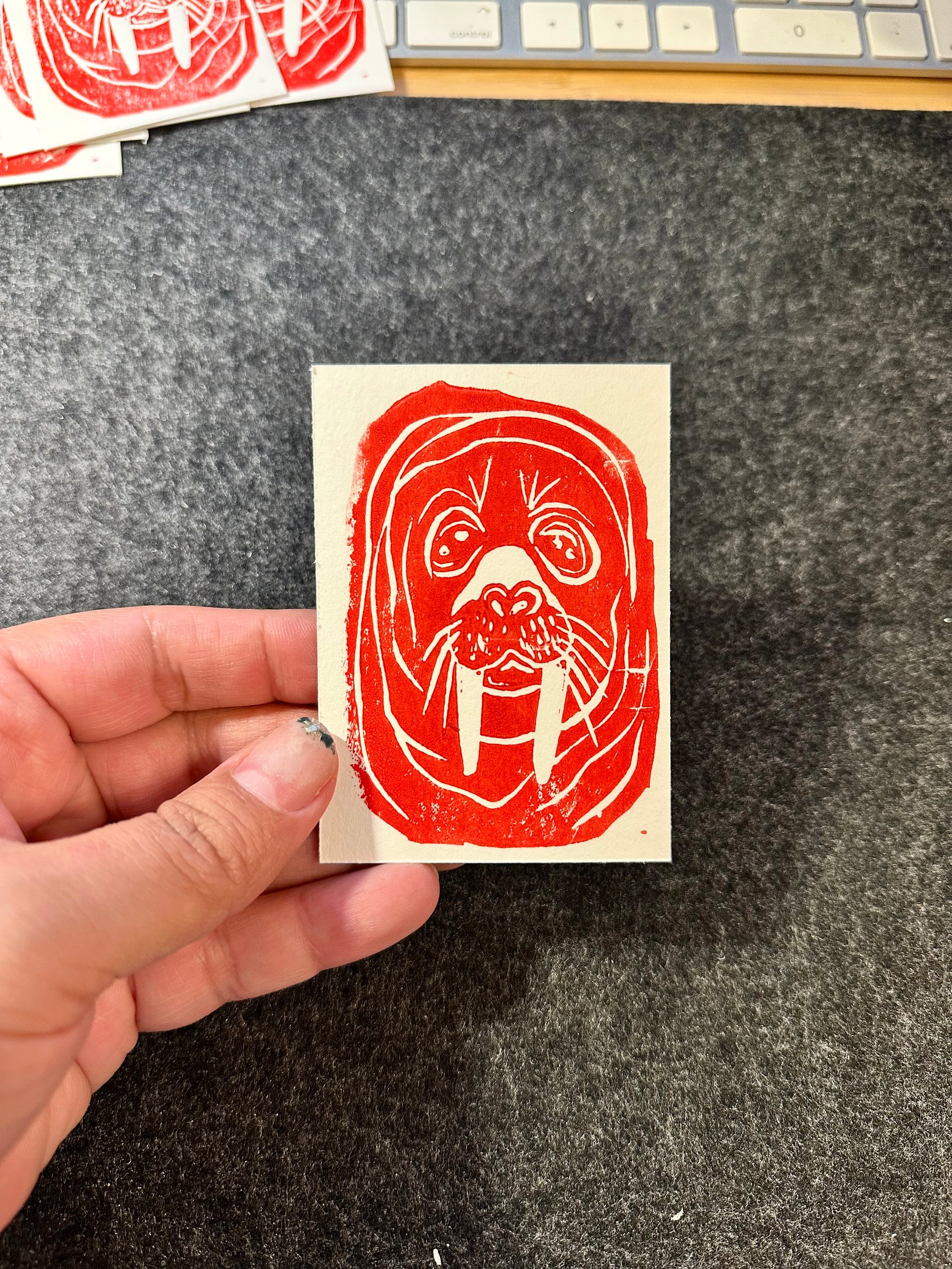 Big Red Linocut ACEO product image (1)