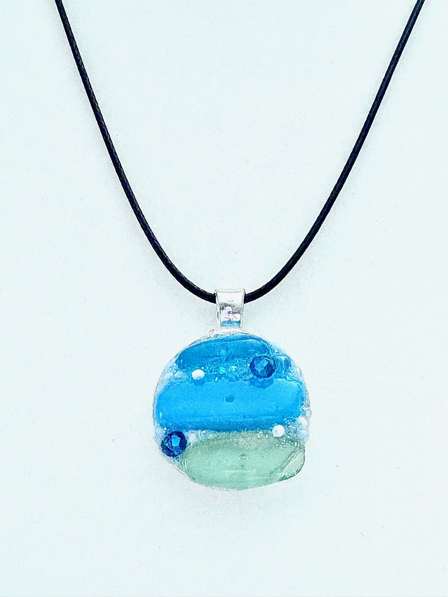 MFD-00214 | Coastal Calm Horizon Pendant Necklace | Handmade Glass Art Jewelry | Monique Faella Designs™ product image (3)