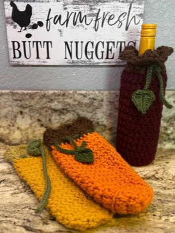 Autumn Wine Bottle Cozy Crochet Pattern product image (2)
