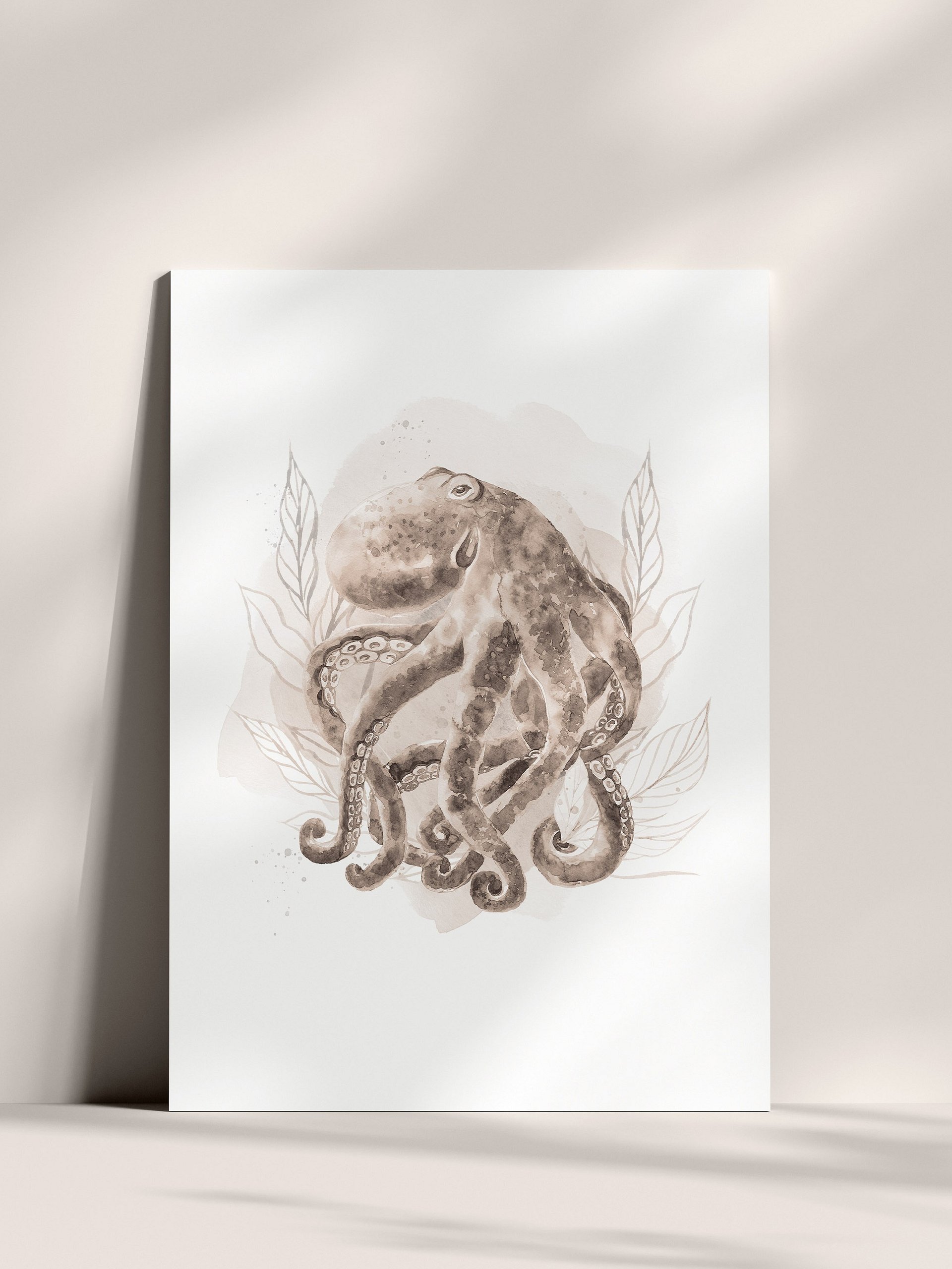 Inky Octopus Sepia Toned Print product image (2)
