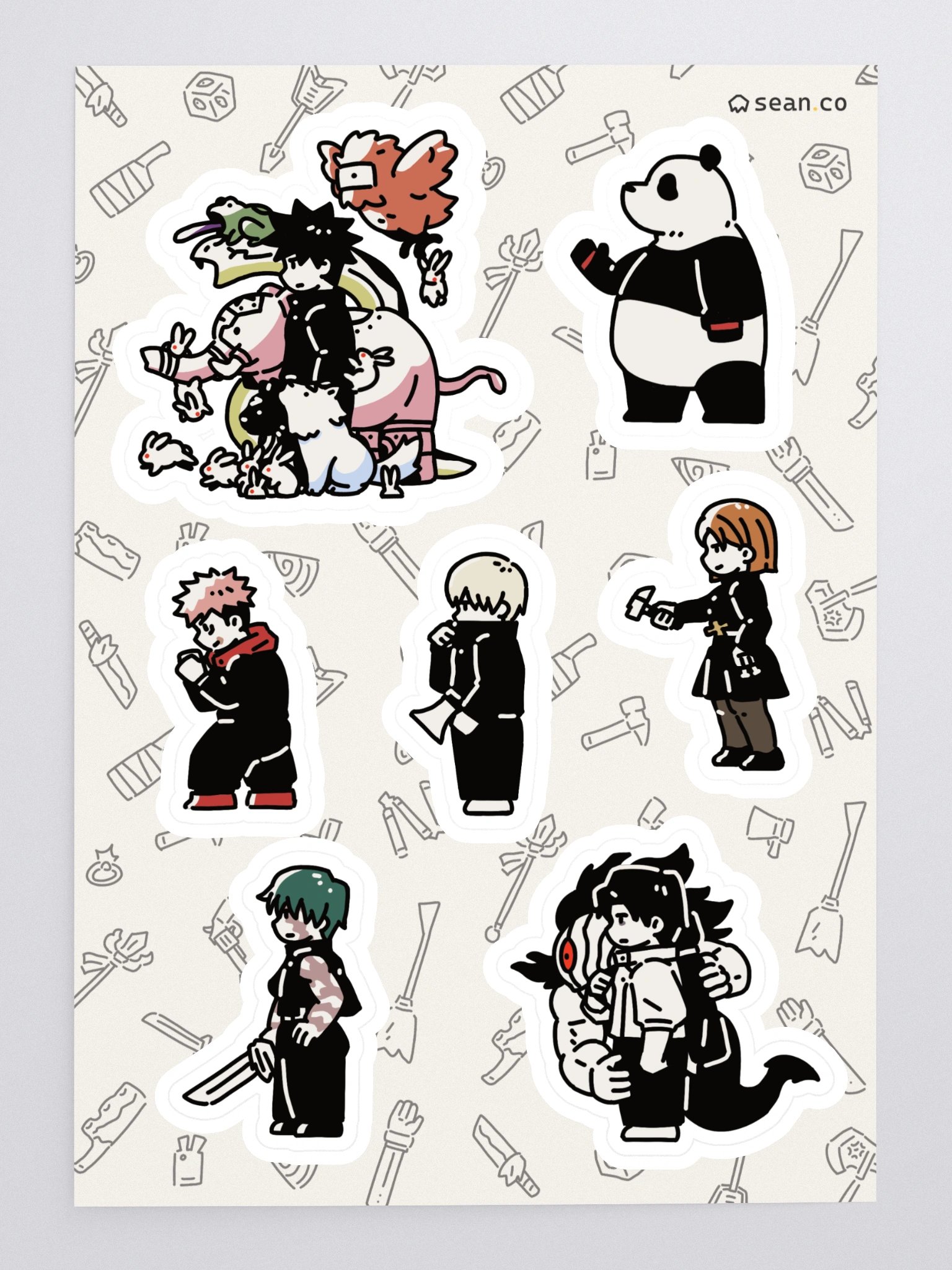 Tokyo Jujutsu High Students Sticker Sheet | Yuji Megumi Nobara Yuta Maki Toge Panda product image (1)
