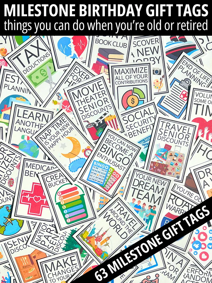 Milestone Birthday Gift Tags Things You Can Do When You're Old or Retired product image (1)