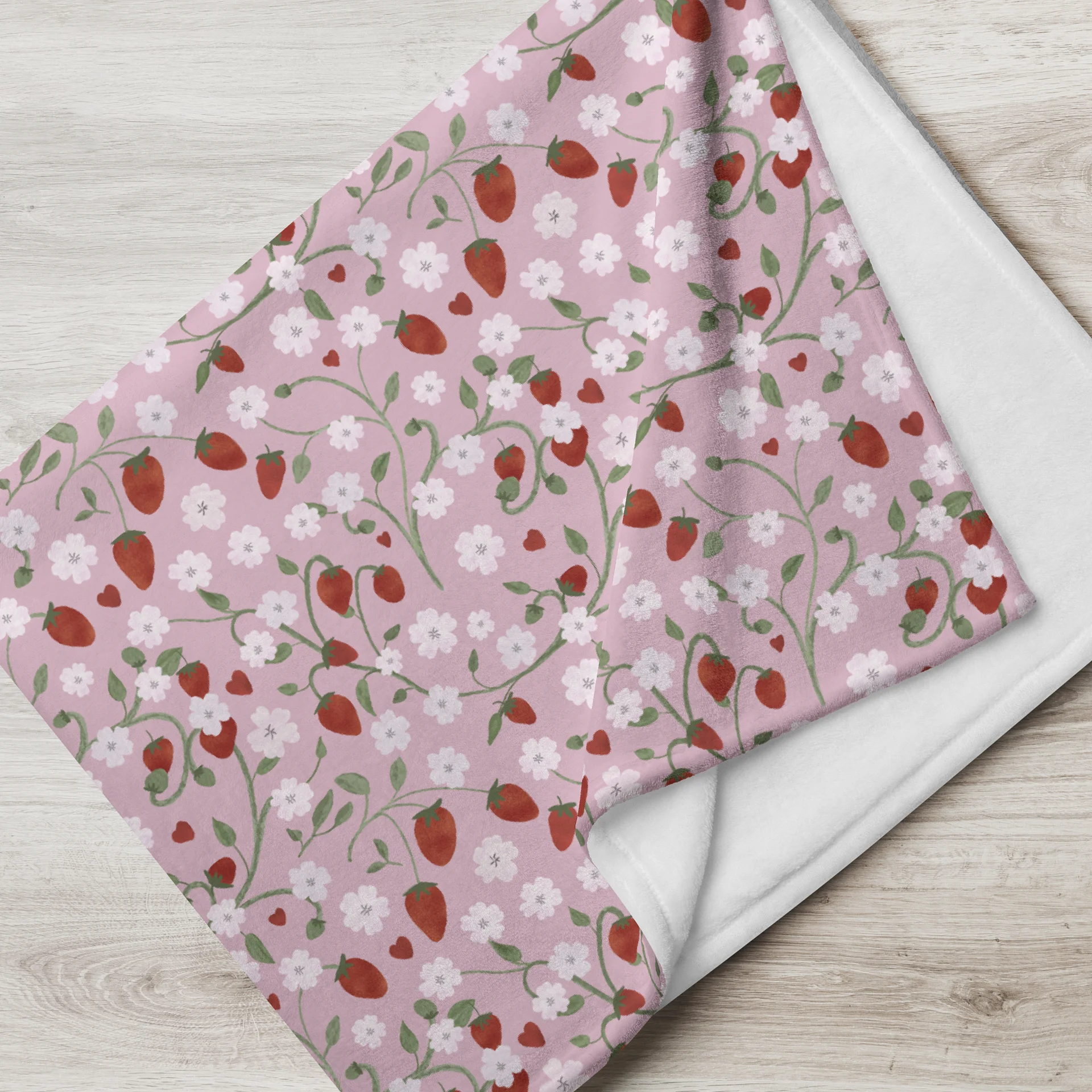 Strawberry Fields Forever Pink Throw Blanket product image (7)