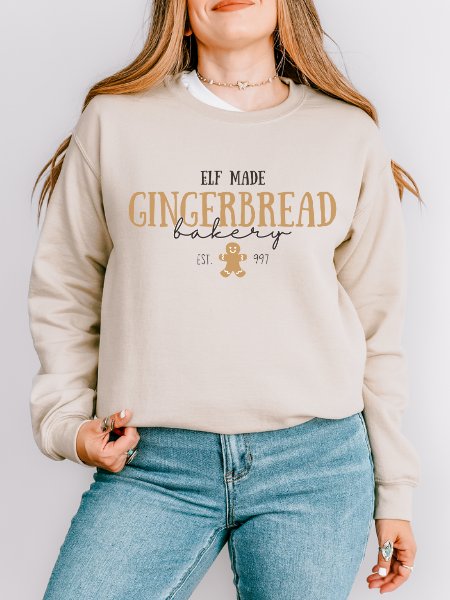 Gingerbread Elf Bakery Magical Christmas Cozy Minimalist Sweatshirt product image (7)