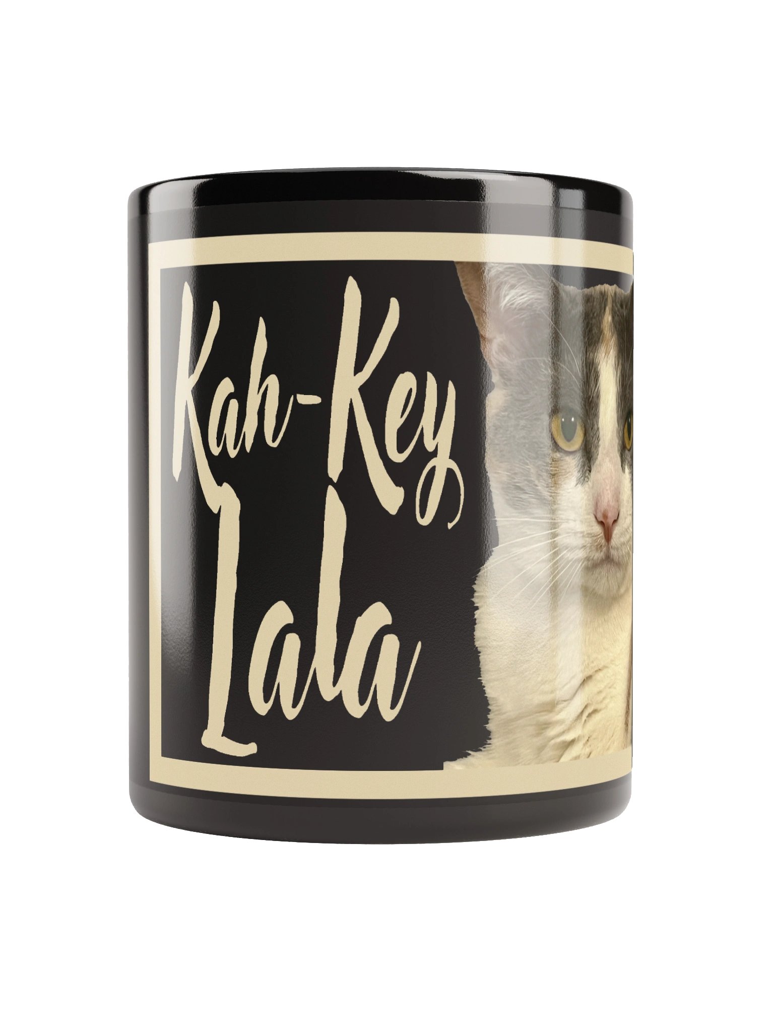 Kah-Key Lala Cat Black Glossy Mug product image (5)