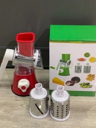 قطاعة ومبشرة الخضار و الفواكه اليدوية الدوارة 3 في 1 | أداة المطبخ للتقطيع والبشر product image (4)