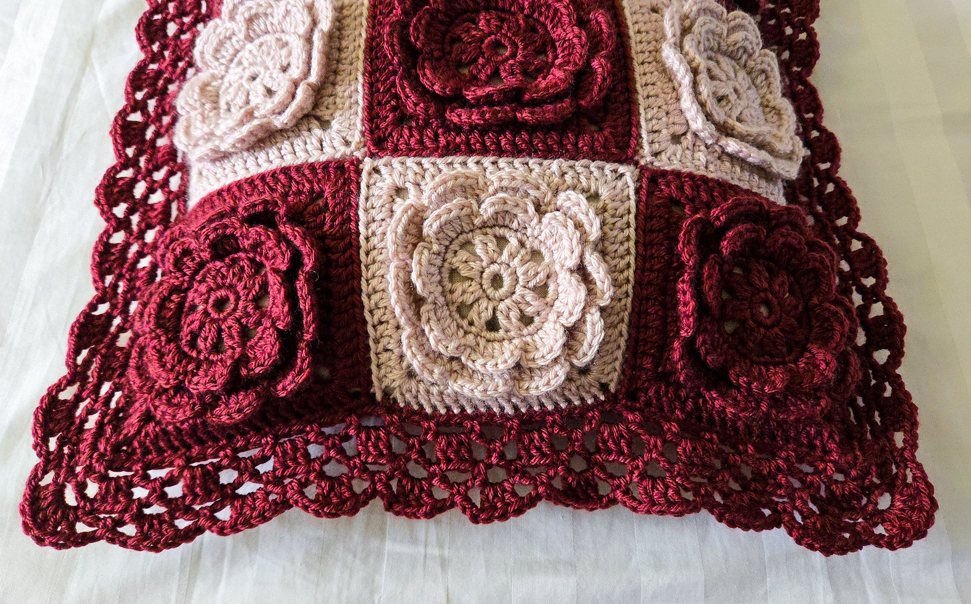 Checkered Rose Pillow Crochet Pattern product image (6)