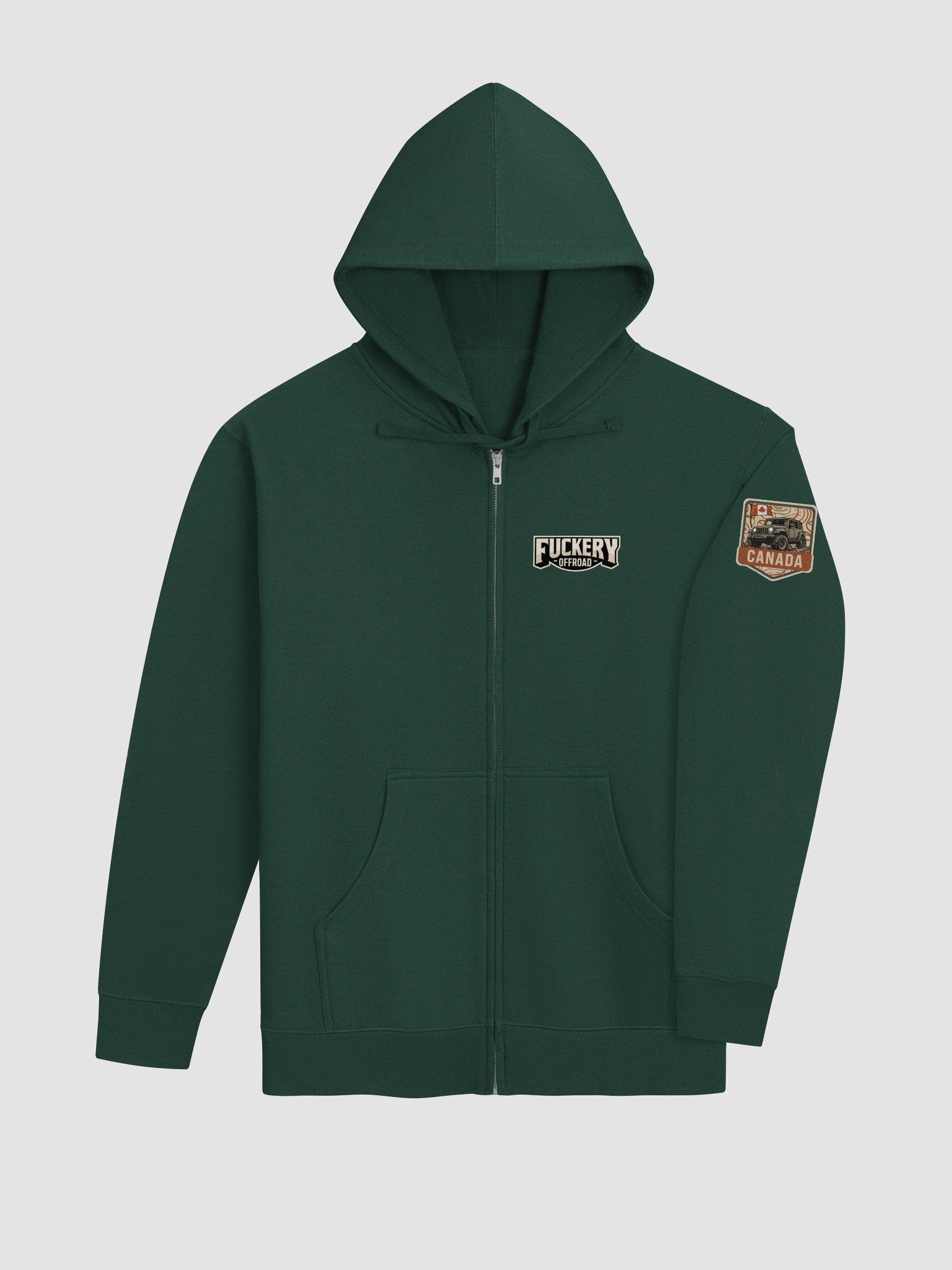 Unisex Zip-up Hoodie with F*ckery Jeep Logo - Clean product image (2)