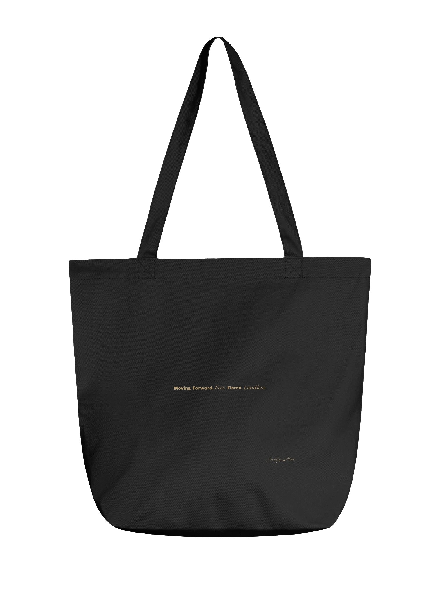 Soully Mine- GOLD PRINT Moving Forward. Free. Fierce. Limitless Tote Bag in Black product image (2)