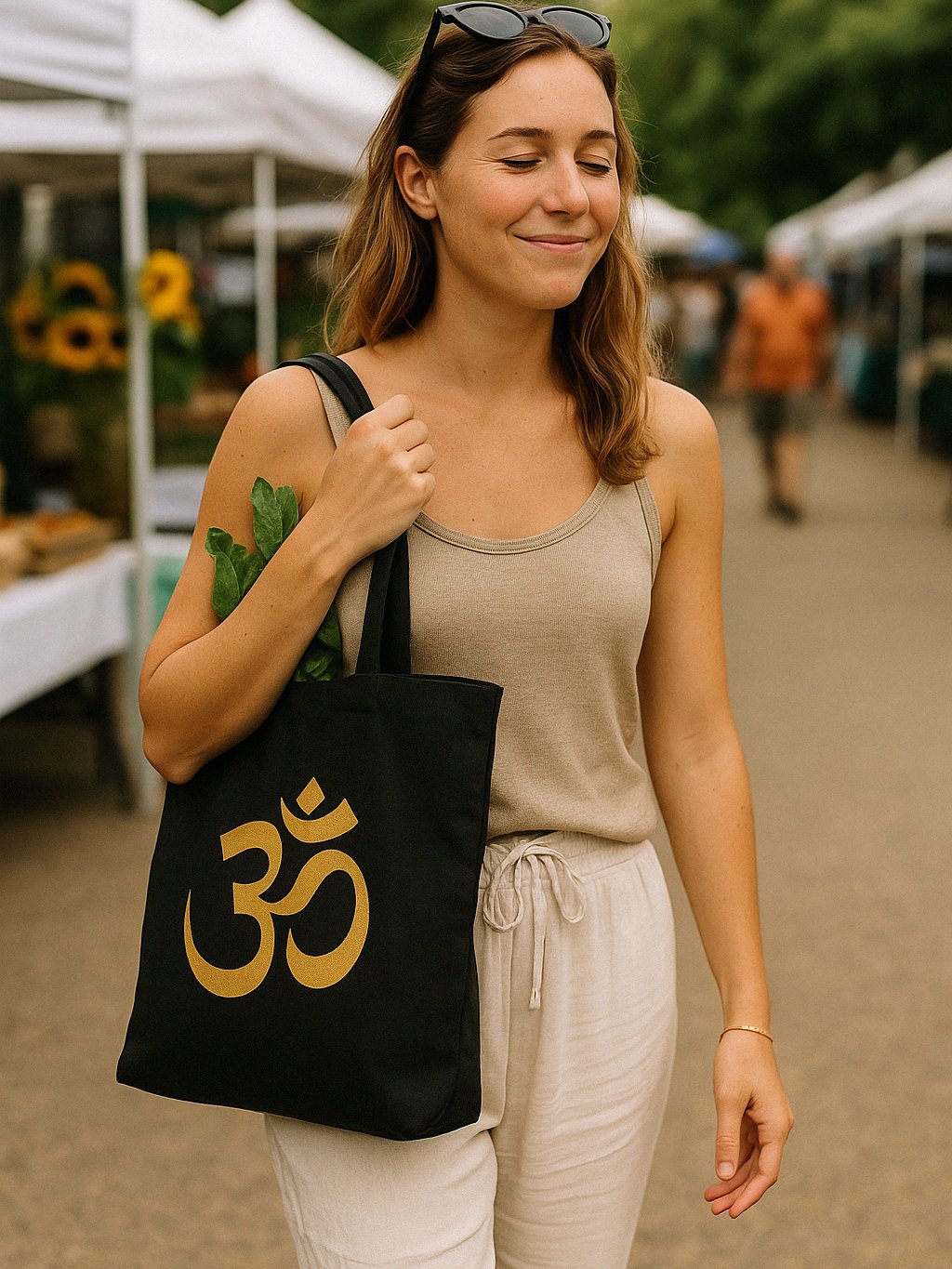 Om Symbol Tote Bag – Black | Minimalist Spiritual Tote for Yoga & Mindful Living product image (2)