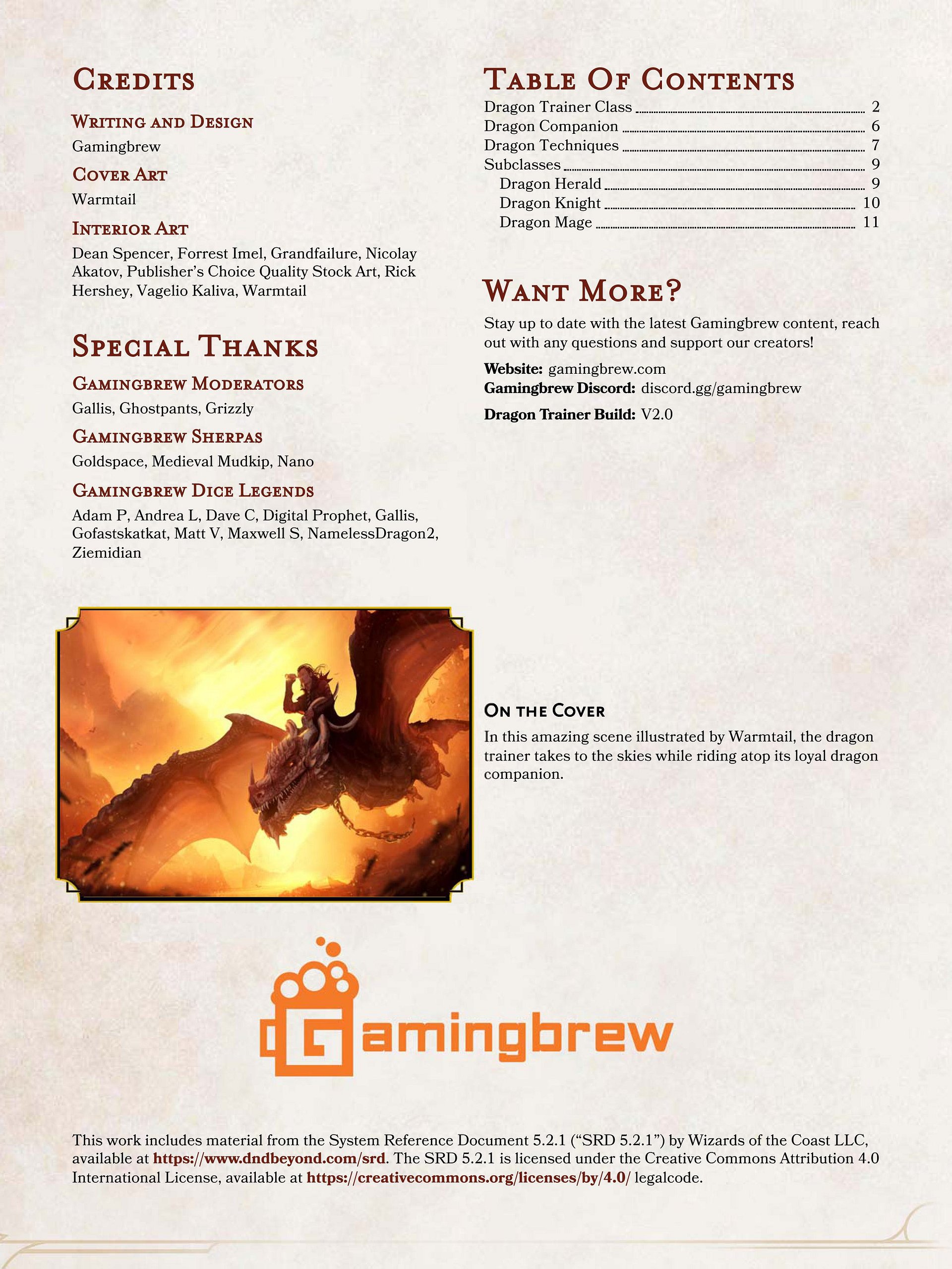 Dragon Trainer 5E & 5.5E Class product image (2)