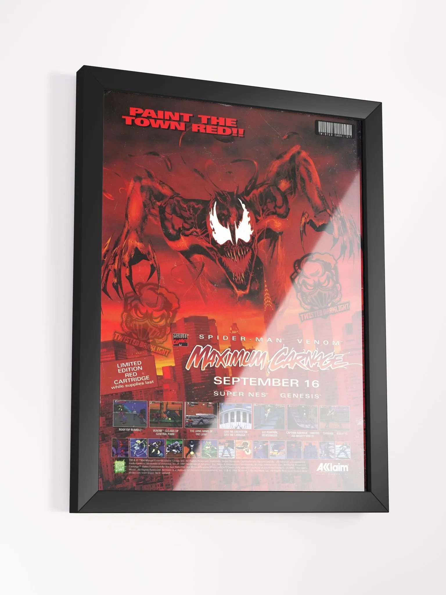 Retro Poster: Spider-Man Venom Maxium Carnage game. 1994 Pre-release advert. - Size 12" x 16" product image (3)