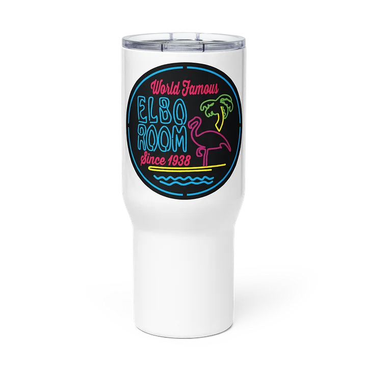 Elbo Room World Famous Neon Flamingo Travel Tumbler with Handle | White product image (3)