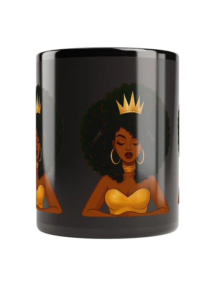 Triple Crowned Afro Queen — Black Glossy Mug product image (4)