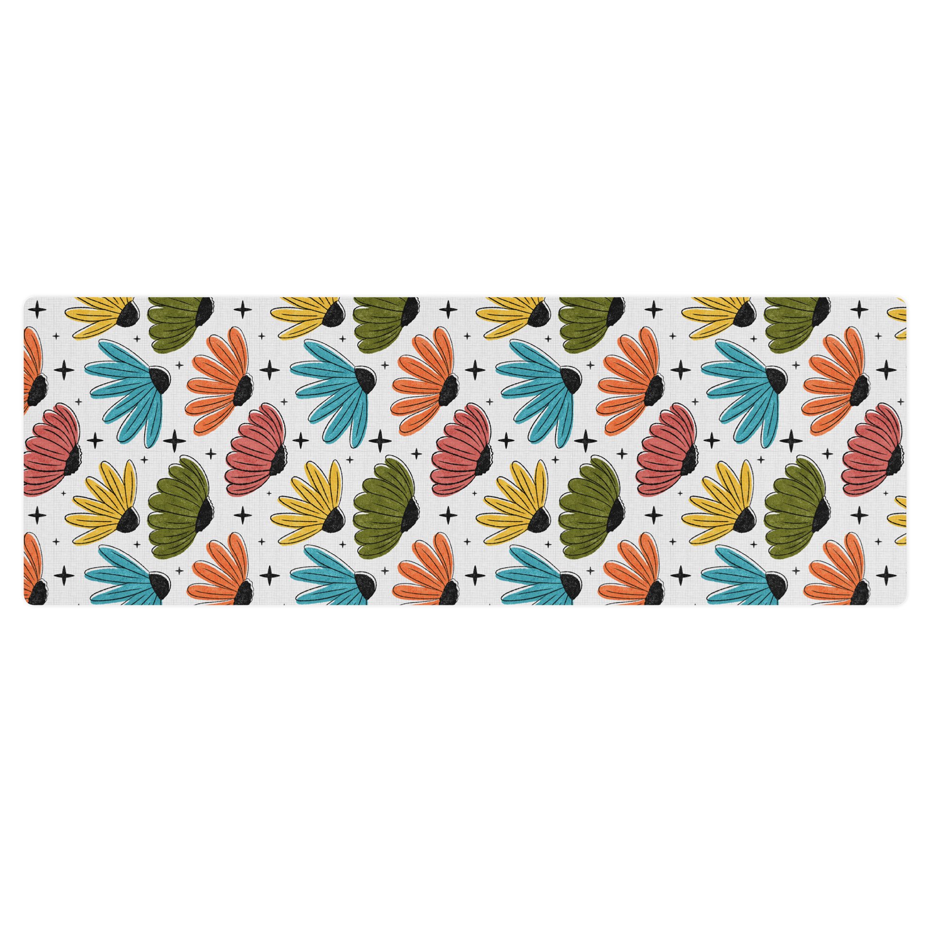 Retro Halftone Coneflowers Yoga Mat product image (1)