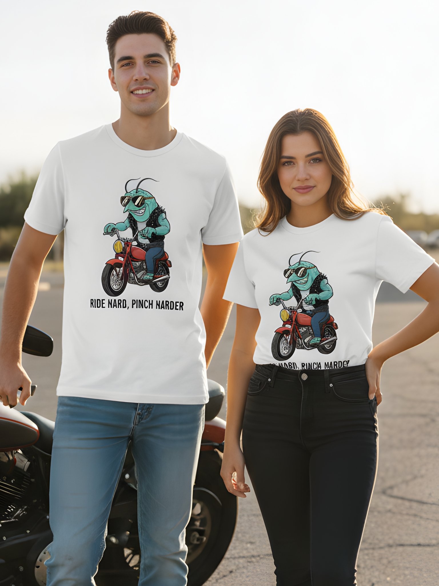 Ride Hard, Pinch Harder T-Shirt | Biker Lobster Graphic Tee product image (1)