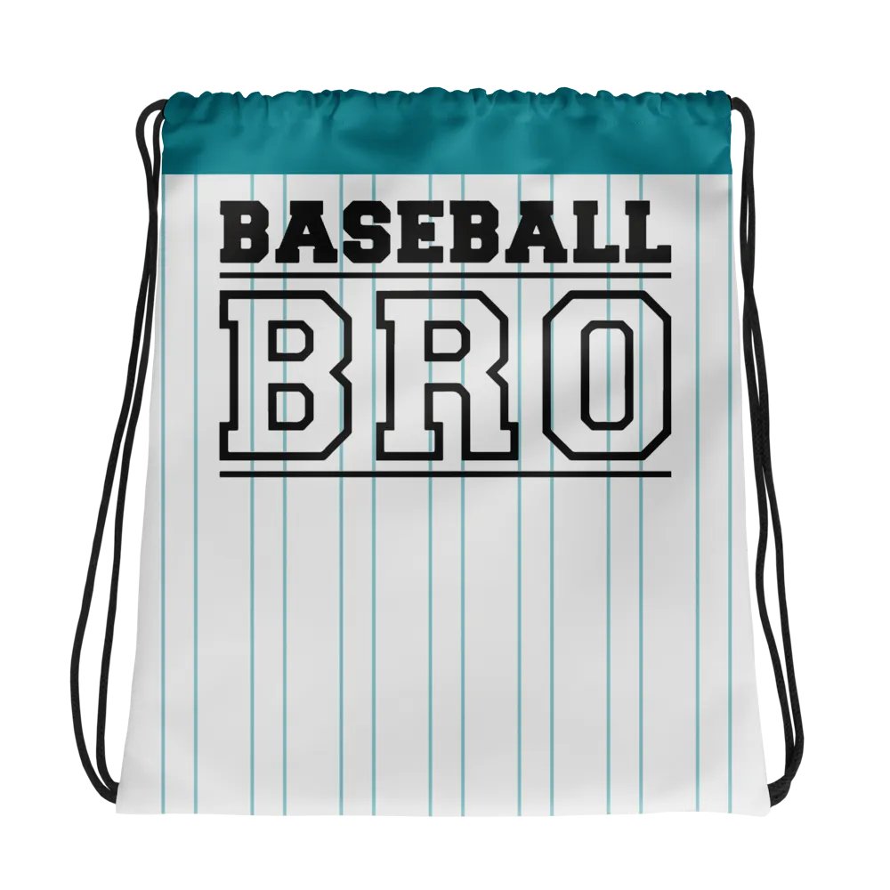 "Baseball Bro" Teal Stripe Drawstring Bag product image (1)