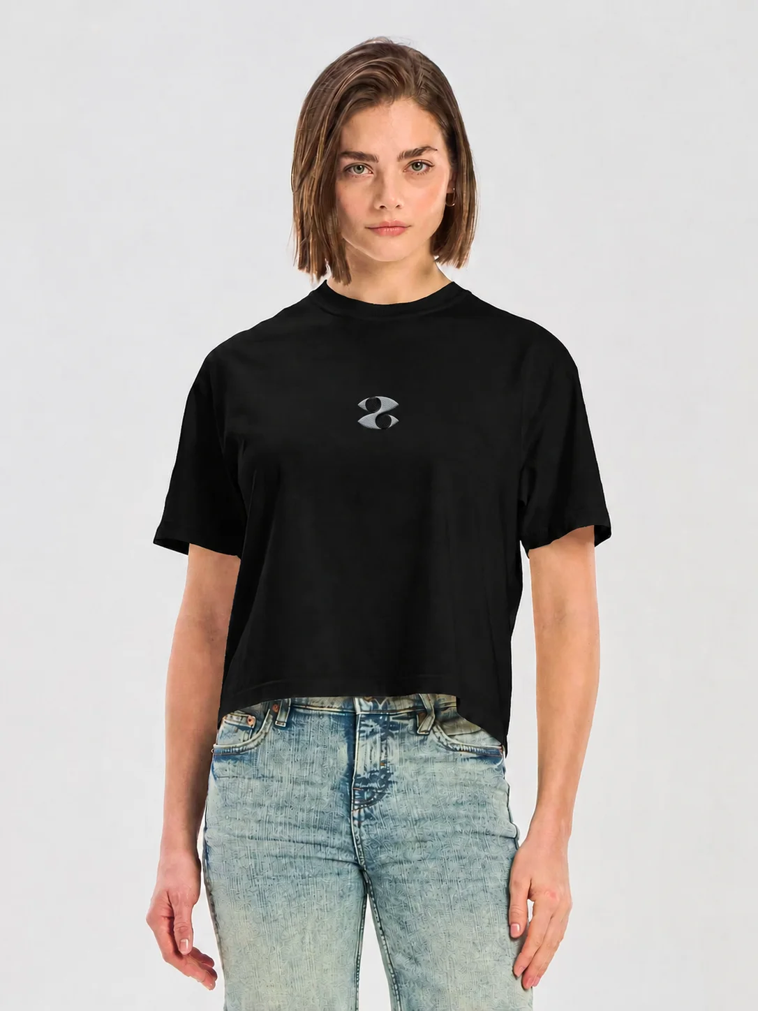 Embroidered Cropped Tee - Sky product image (3)