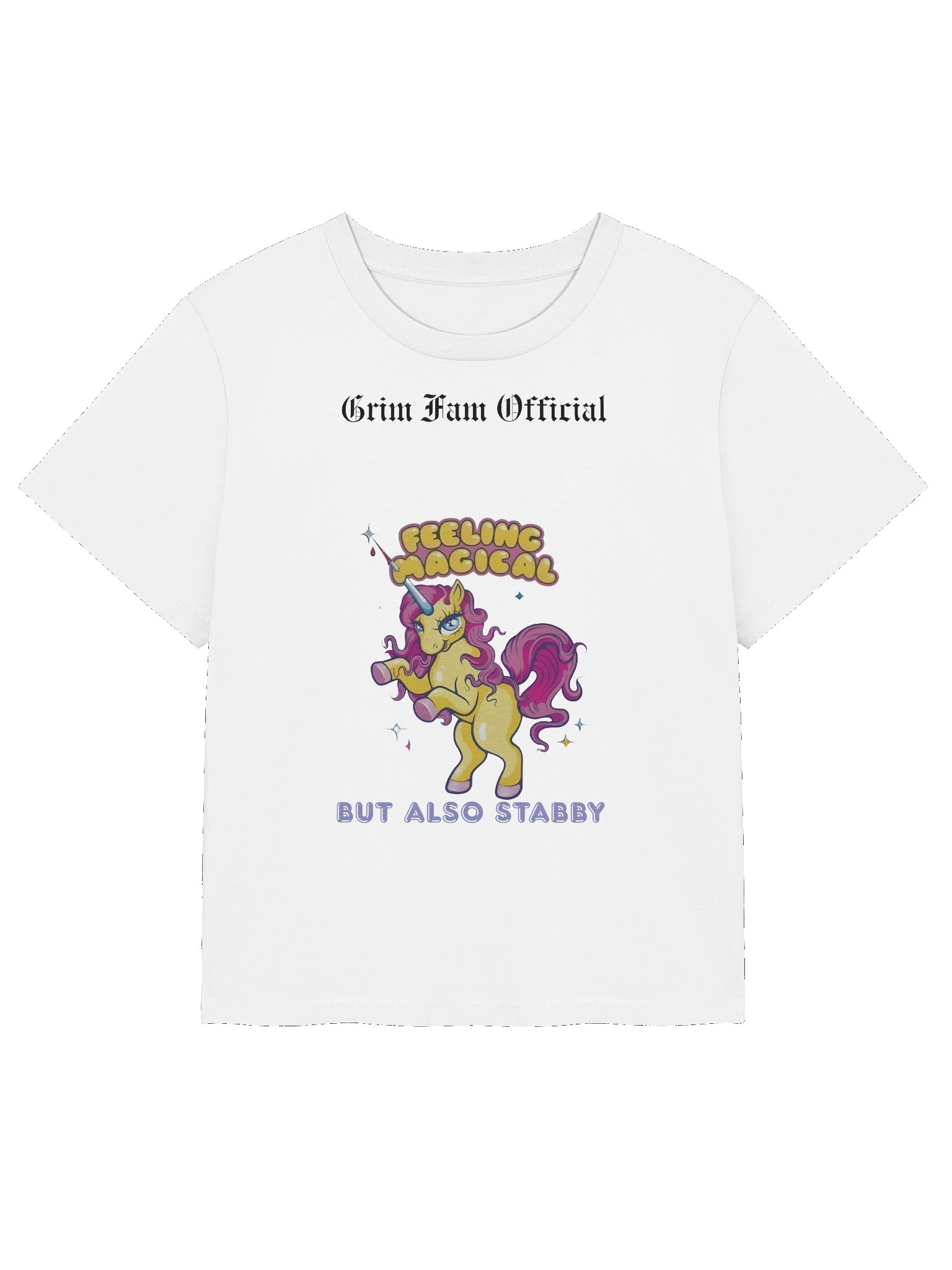 FEELING MAGICAL (BUT ALSO STABBY) – UNICORN CHAOS -Women's Organic Ribbed Neck T-Shirt #2 Black Text product image (1)