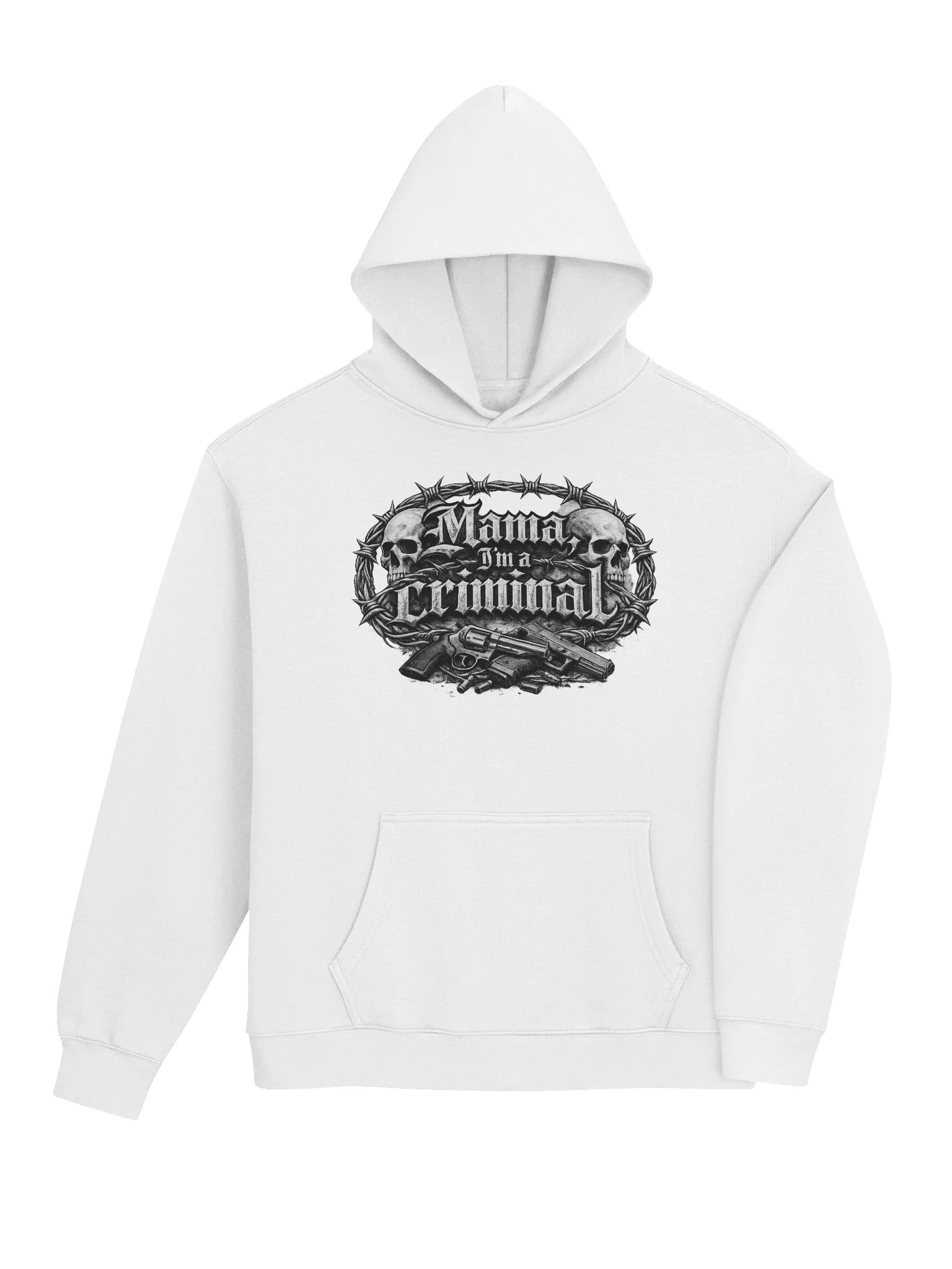 mama i'm a criminal premium hoodie white product image (4)