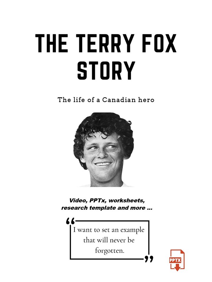 The Terry Fox Story. Worksheets. Reading. PPTx. product image (1)