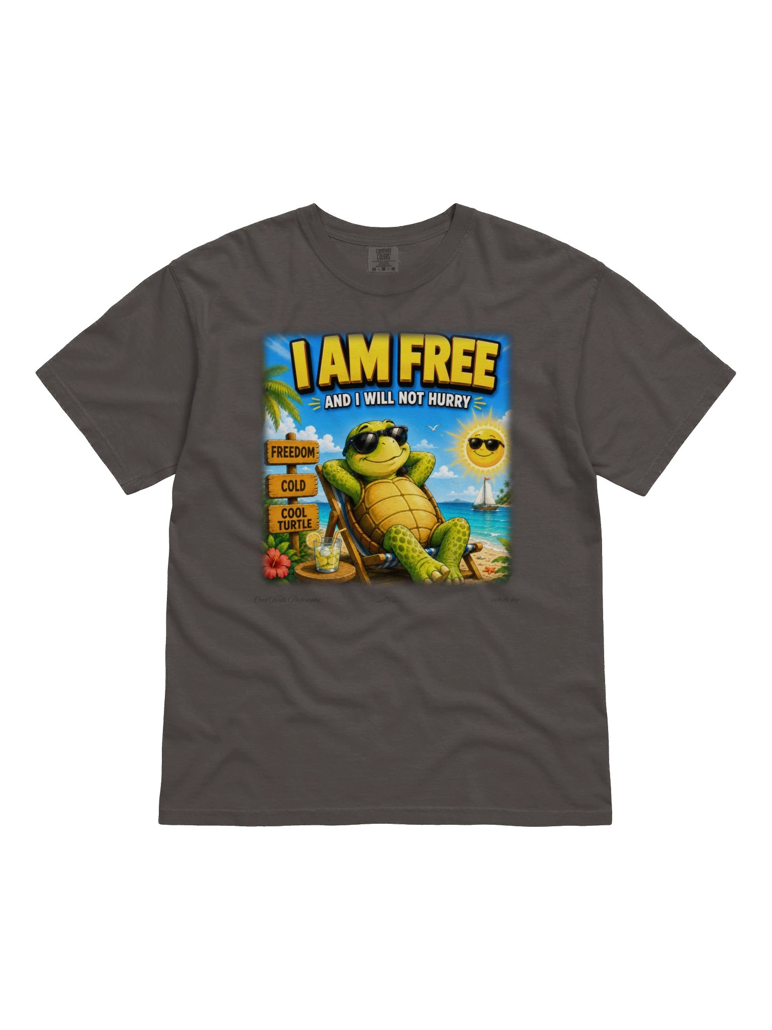 I Am Free Turtle Graphic Tee – Premium Garment-Dyed Slow Living Shirt product image (8)