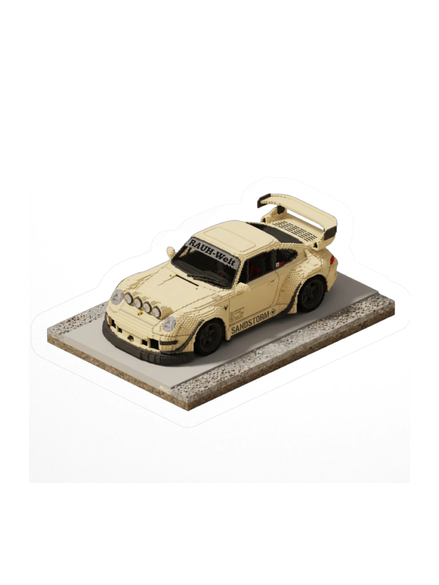 Sandstorm Beige Porsche 993 RWB "Sandstorm" Rauh-Welt Begriff Sticker (Pixel, Retro, Minecraft) product image (2)