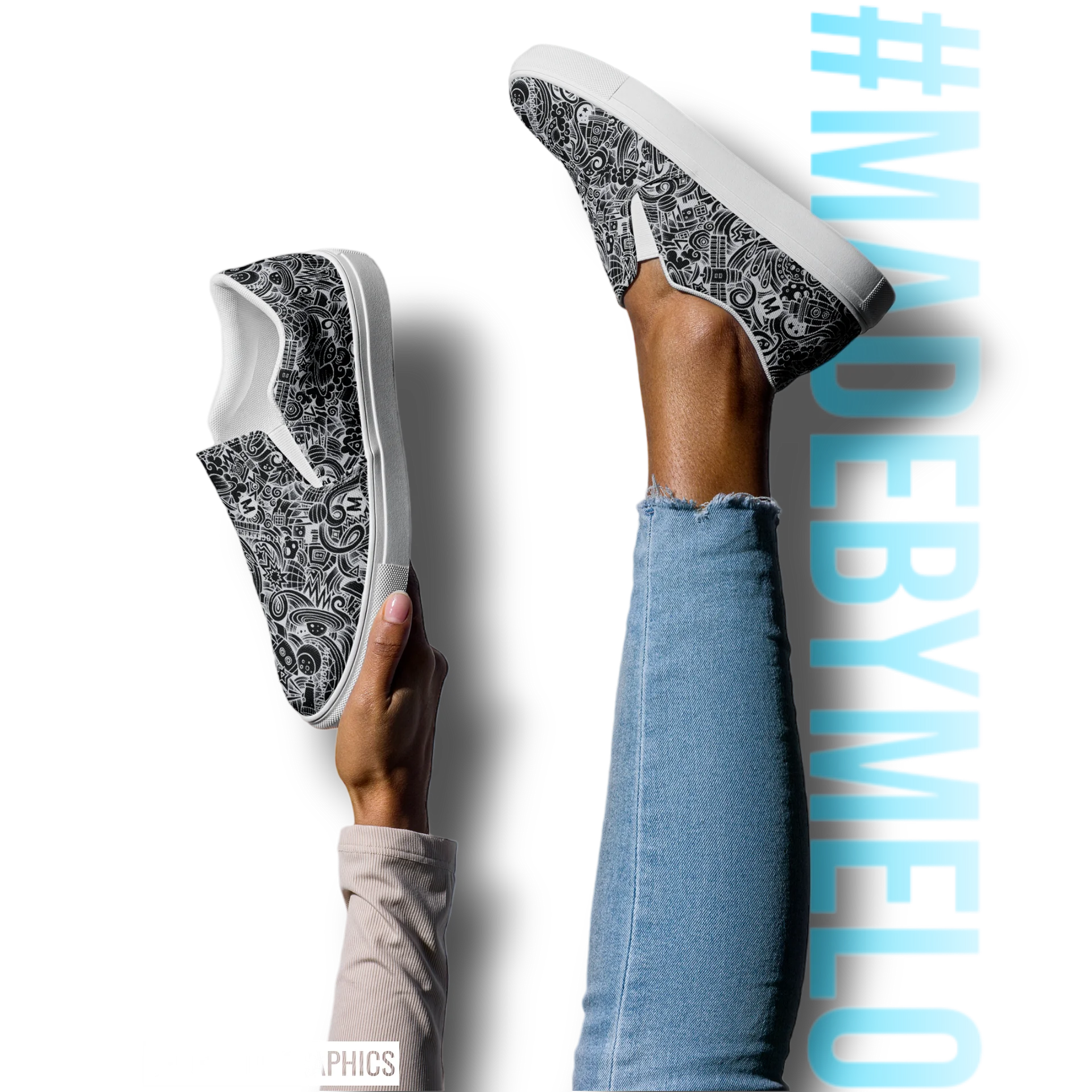 Dark Space Scribble - Women's Slip-ons | #MadeByMELO product image (3)