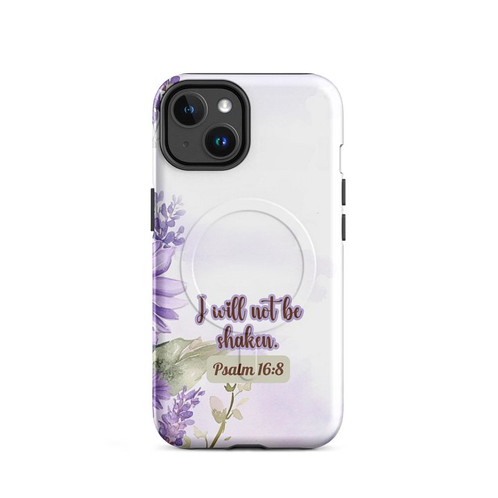 Floral Inspirational MagSafe® iPhone® Tough Magnetic Case, Psalm 16:8 Gift, Faith Gift, iPhone 14, 15, 16, 17, Pro, Pro Max, Plus. product image (2)