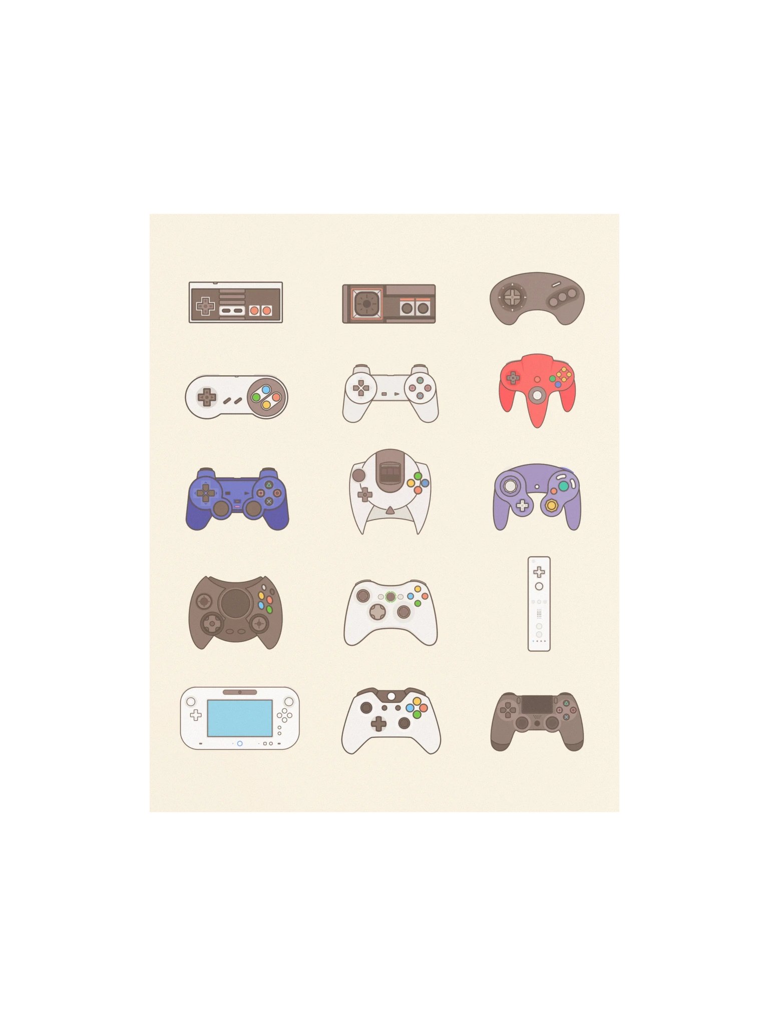 Retro Controllers (Beige) [11x14] product image (1)