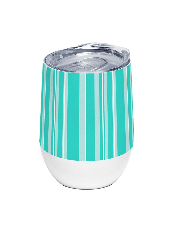 Party Time! Light Teal Stripes Wine Tumbler product image (1)