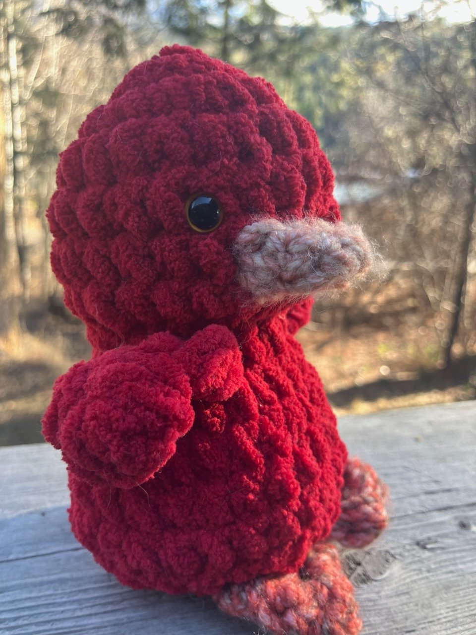 Hand-Crocheted Standing Bird - Vibrant Red with Earth-Toned Accents product image (6)