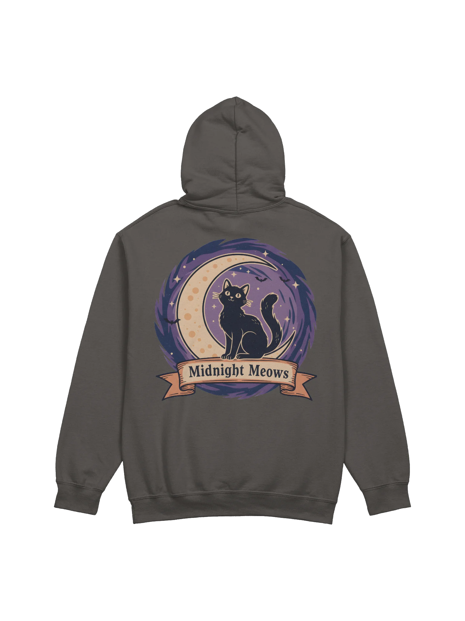 Midnight Meows Halloween Hoodie – Black Cat & Moon Sweatshirt for Spooky Season Outfits product image (18)