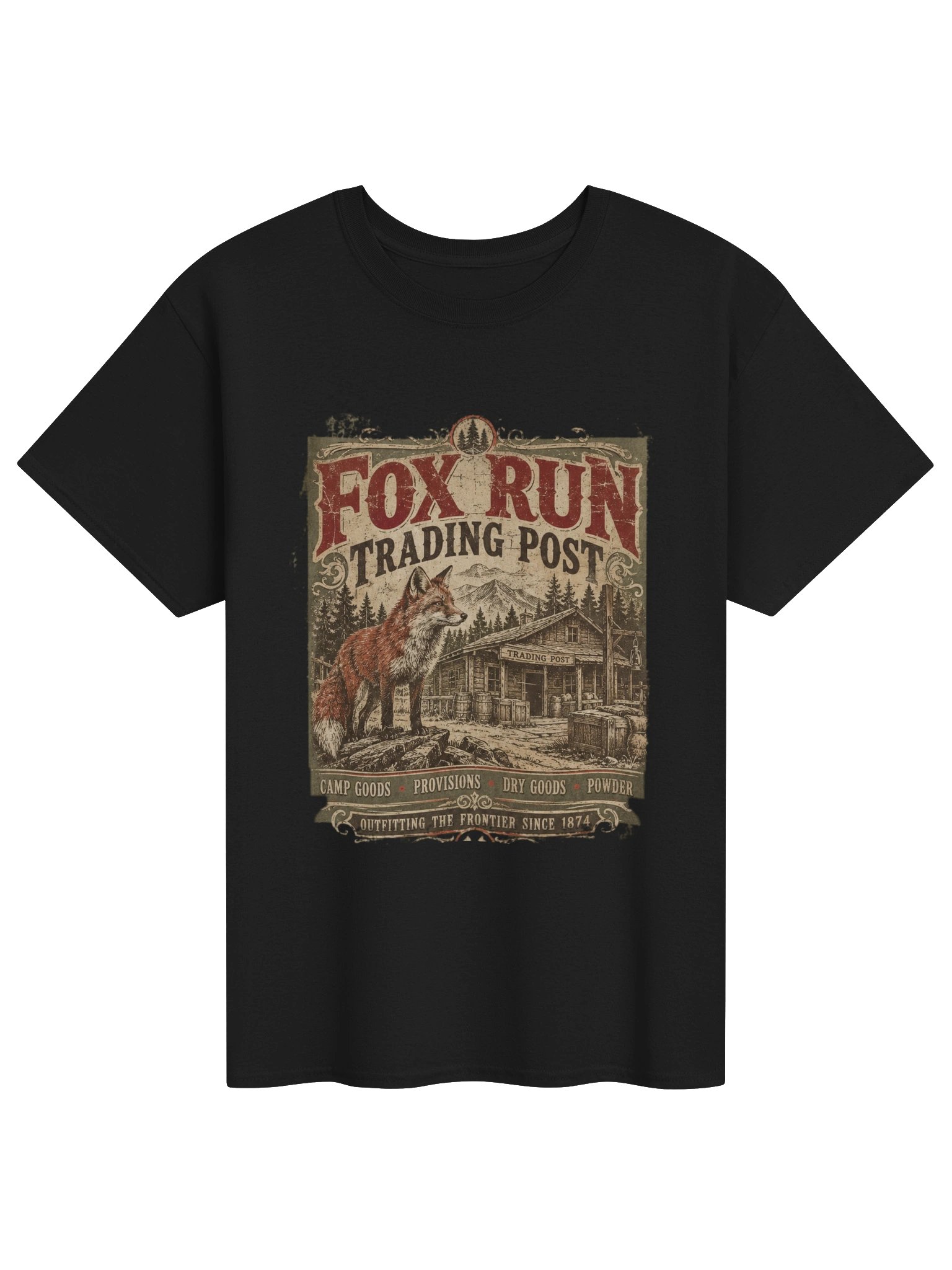 Fox Run Trading Post Vintage Frontier T-Shirt – Appalachian Fox Graphic Tee product image (1)