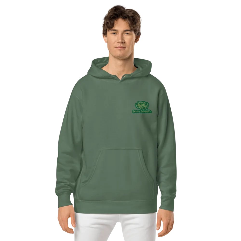 BUSY-BRAINED (L.C. moss design) embroidered pigment hoodie product image (2)