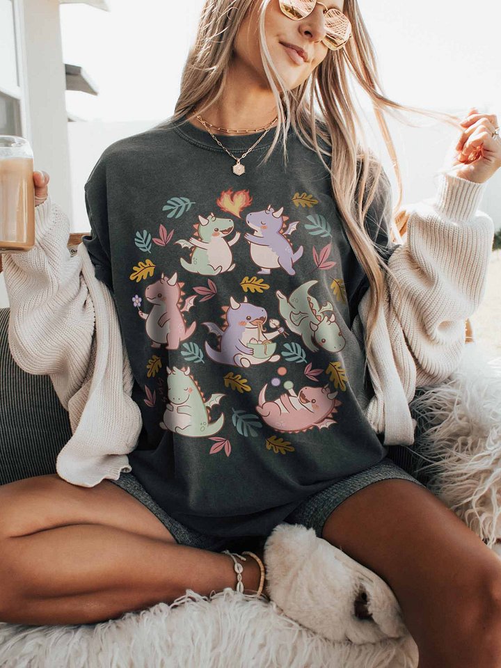 Cute Baby Dragon Shirt – Kawaii Dragon Graphic Tee, Whimsical Fantasy Cottagecore Design product image (2)