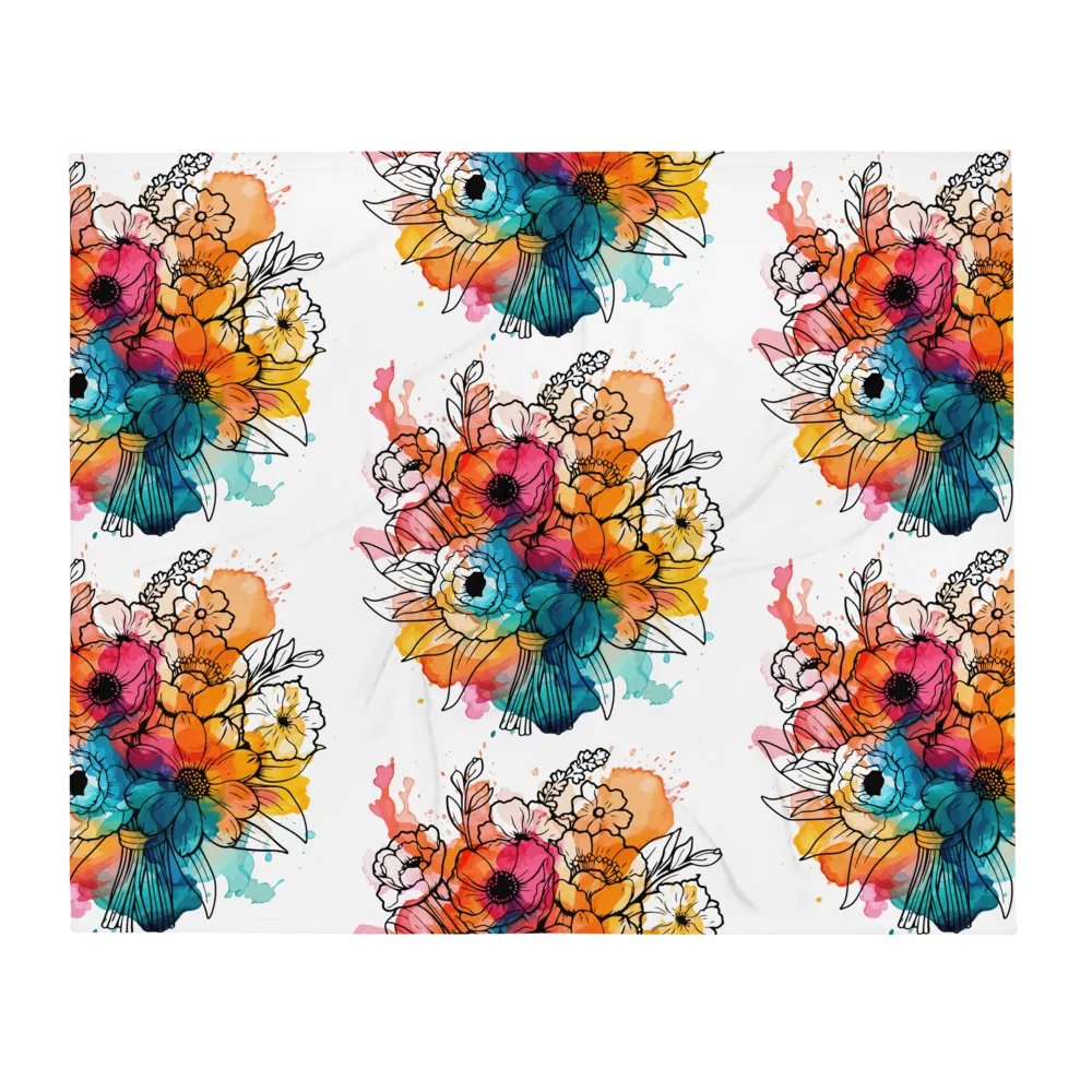 Ink Splatter Floral Bliss Throw Blanket product image (2)