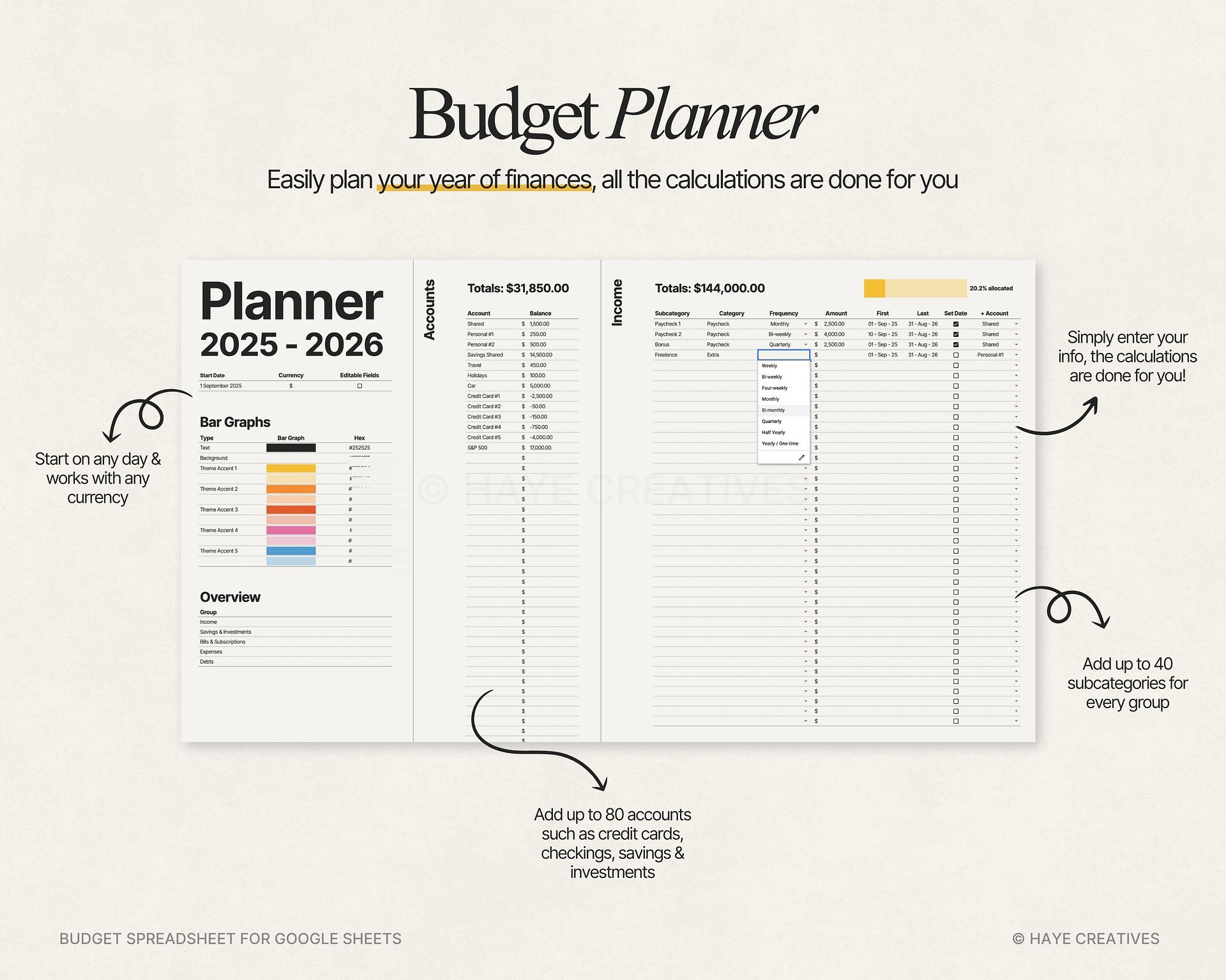 Ultimate Annual Budget Spreadsheet for Google Sheets product image (4)
